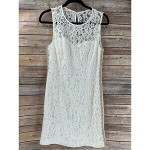 Women's Lilly Pulitzer Mila Lace Gold Cord Shift Dress Size 8